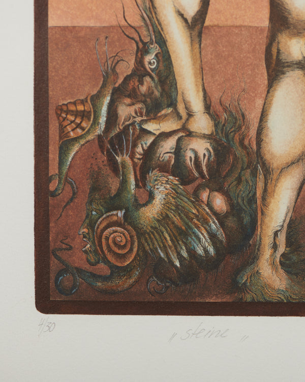 Steine by Dietrich Schuchardt , 1977 - Print,close up of signature.