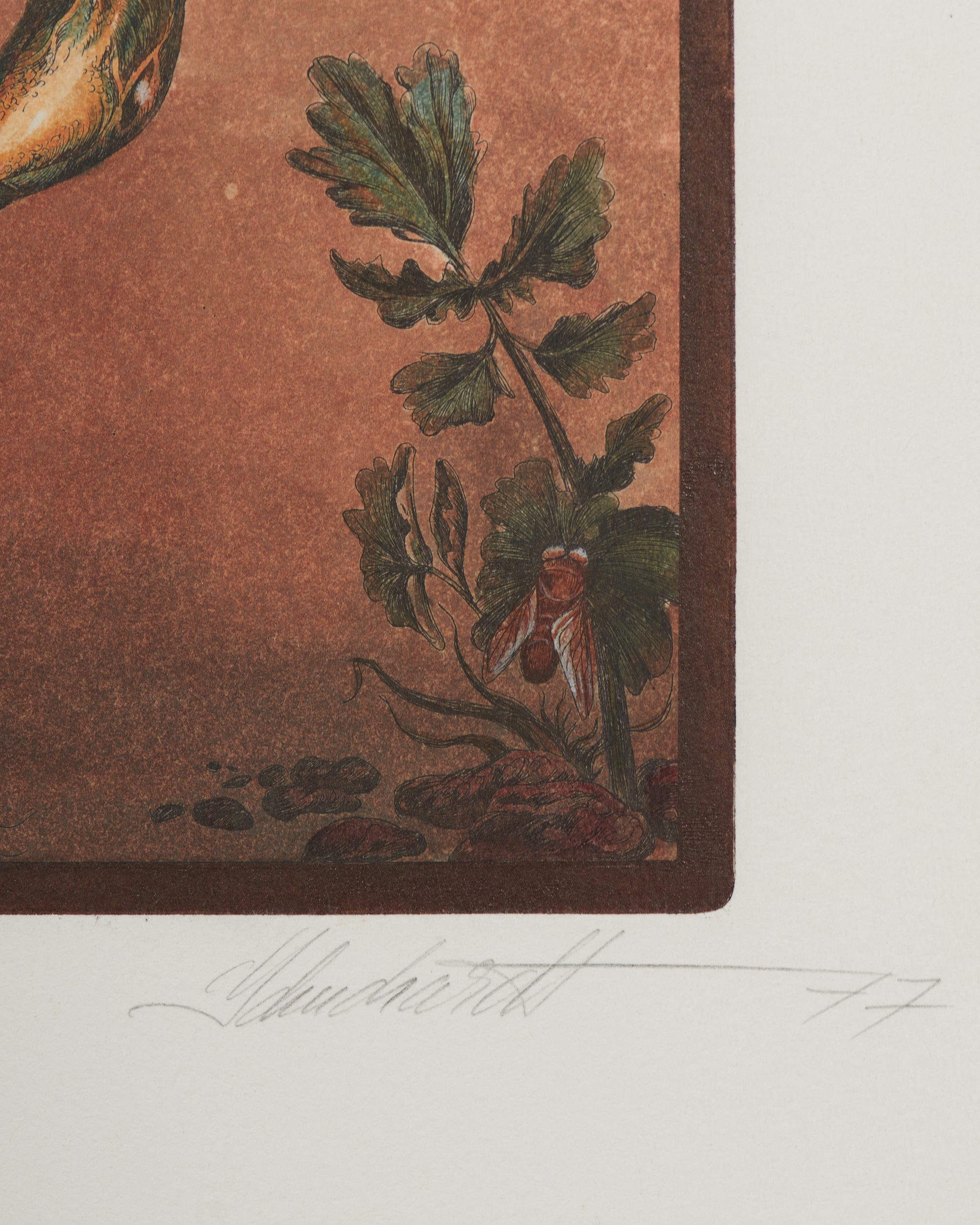 Steine by Dietrich Schuchardt , 1977 - Print,close up of signature.