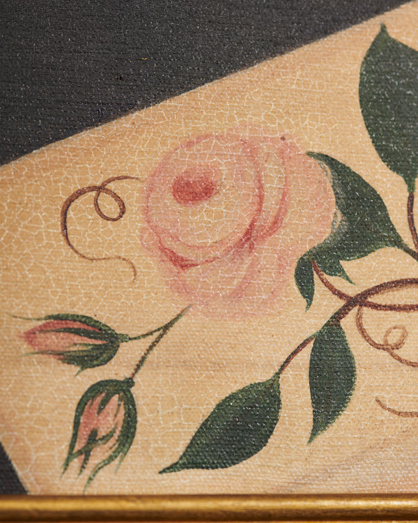 Portrait Of A Woman by Jill Reese, 20th Century - Painting close up of rose