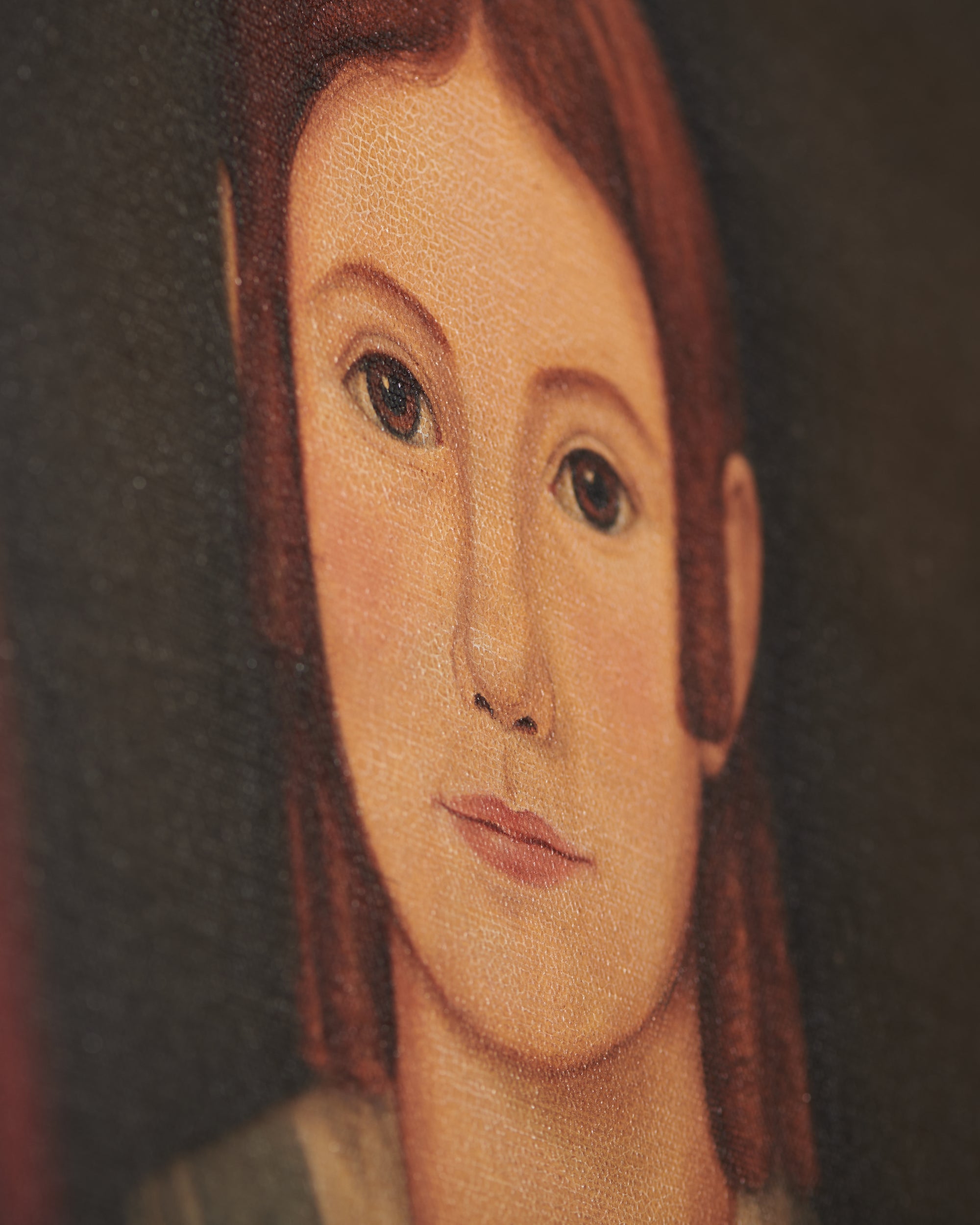 Portrait Of A Woman by Jill Reese, 20th Century - Painting close up of woman