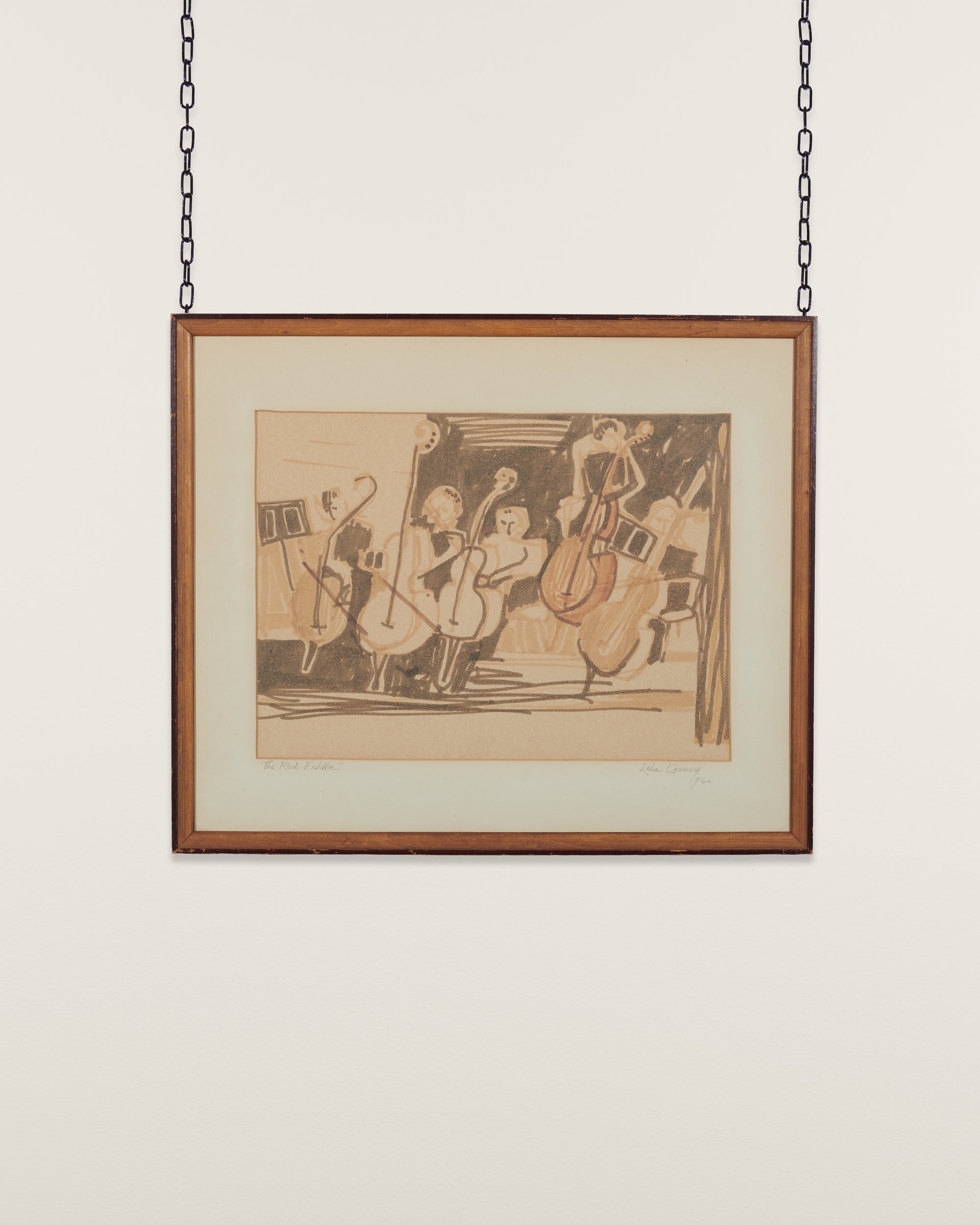 The Red Fiddle by Lela Cooney,1960 - Drawing on white background
