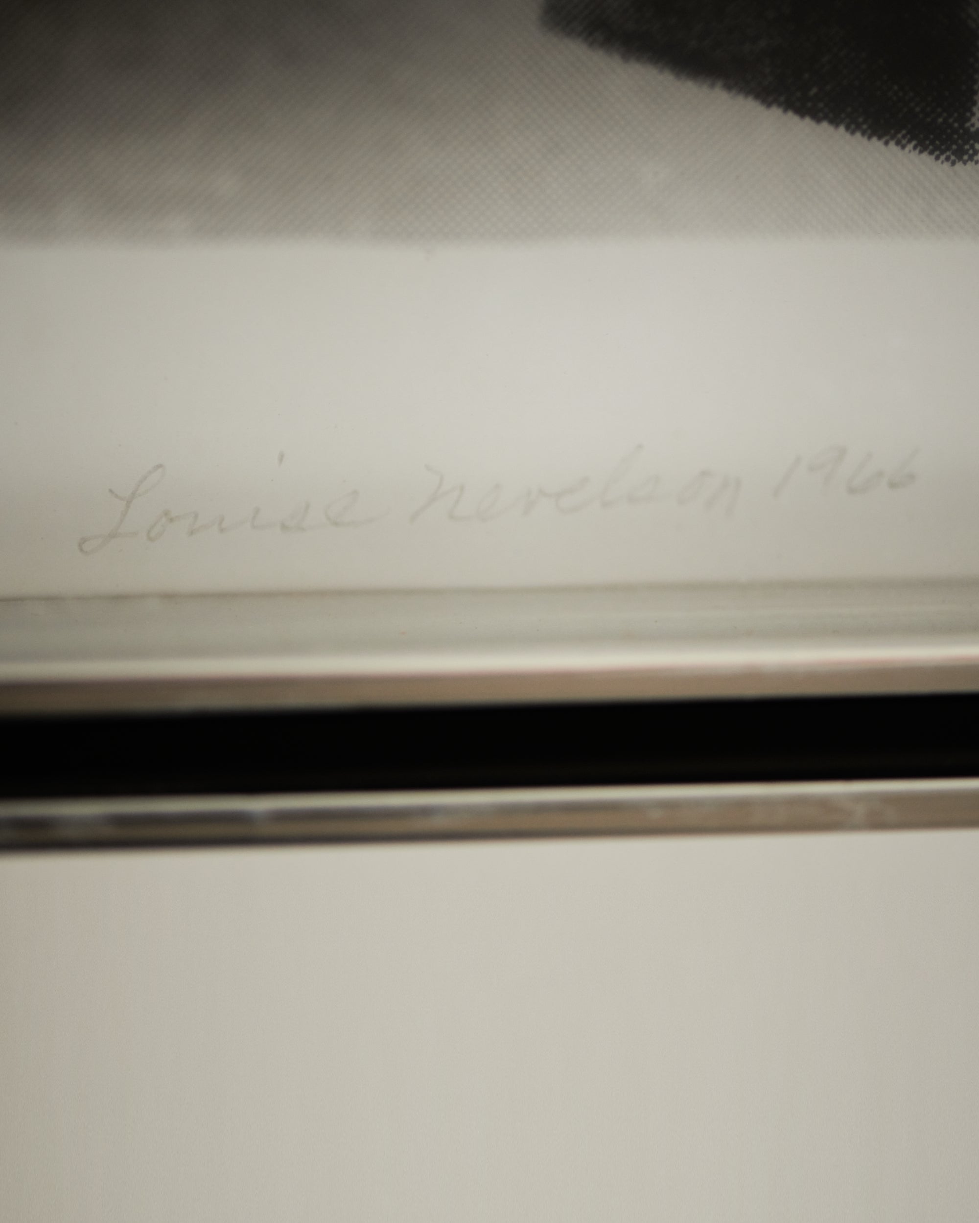 Four in the Morning by Louise Nevelson , 1966 - Mixed Media close up of signature