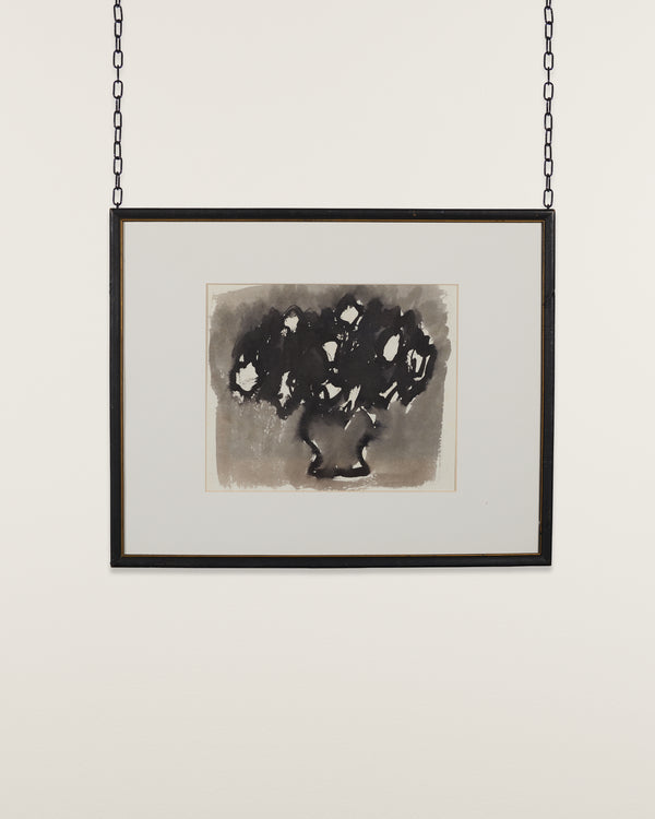 Florals Black & White by Rhoda Staley , 20th Century - Watercolor hangin on white background