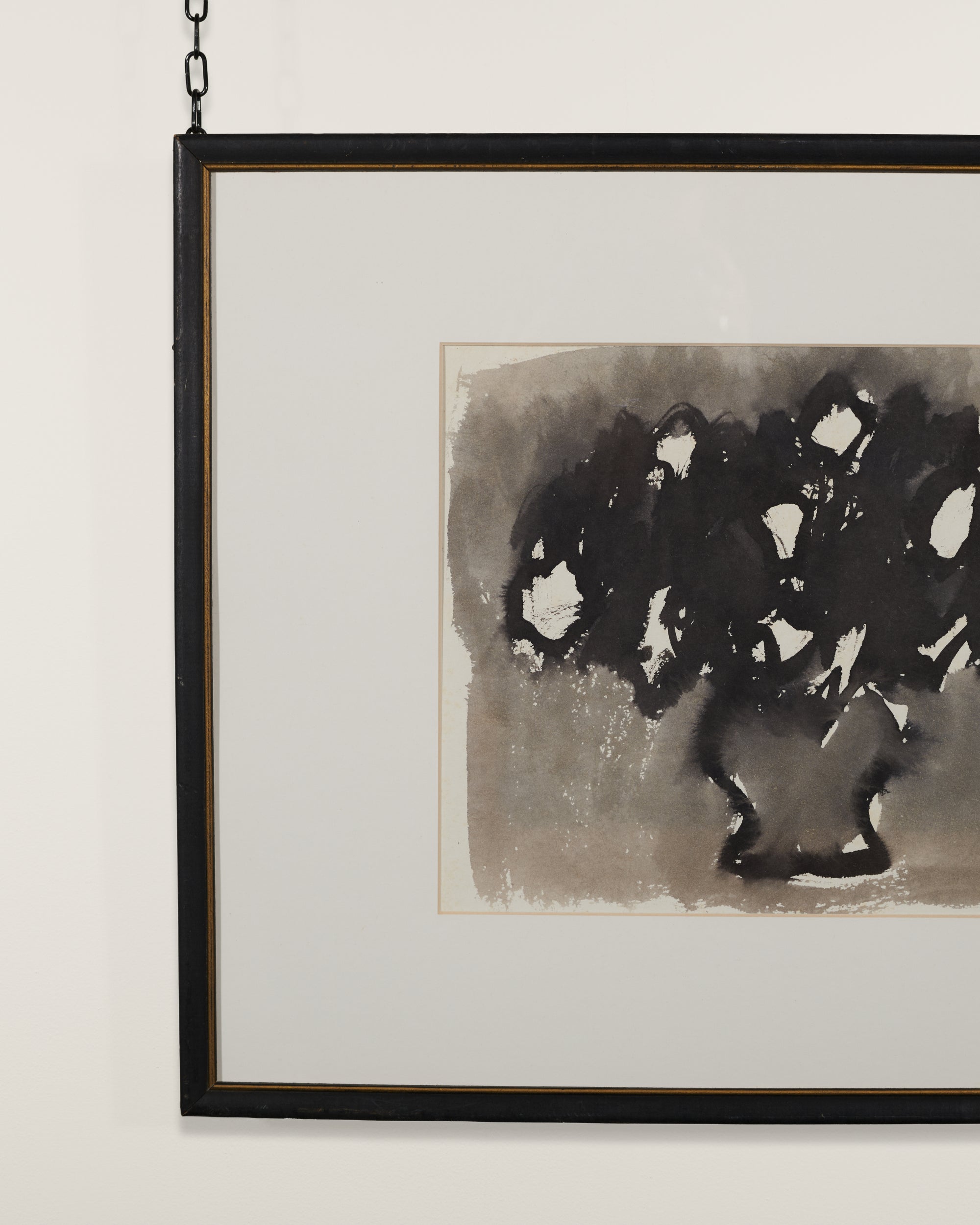 Florals Black & White by Rhoda Staley , 20th Century - Watercolor cropped image of framed painting 